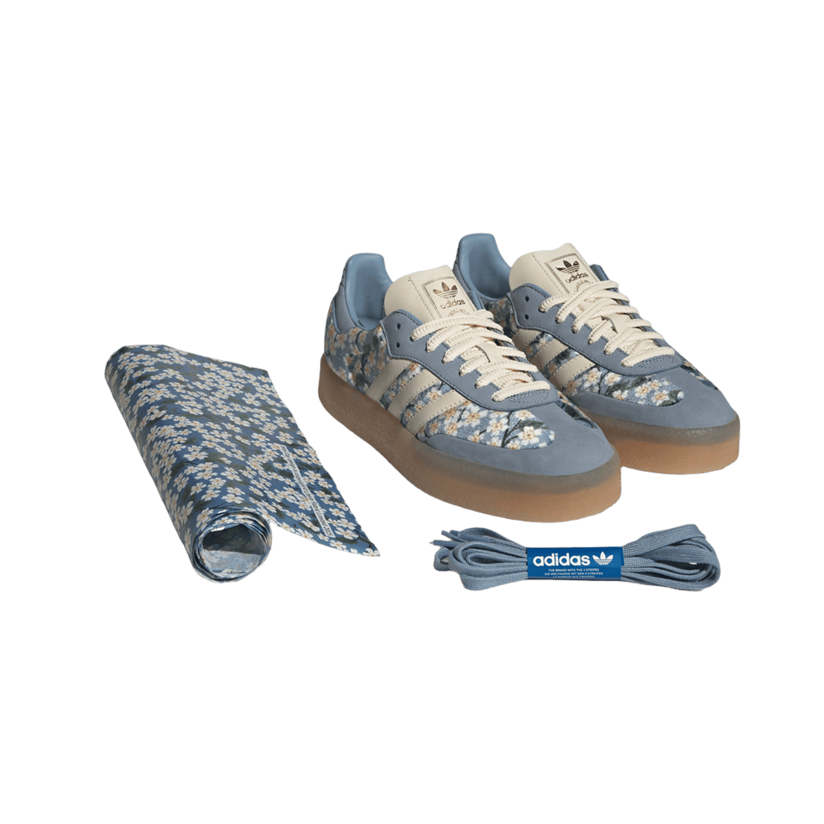 adidas Sambae Liberty London Floral Embroidery Blue Cream White (Women's)