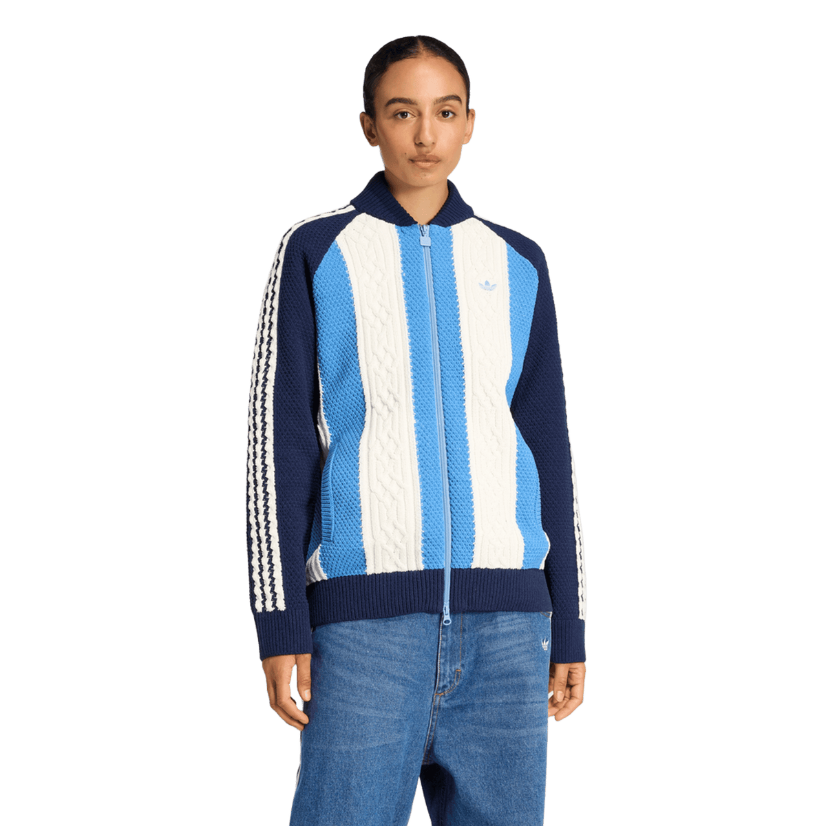 adidas Women's Archive Cutline Knit Track Top Night Indigo/Ash Blue