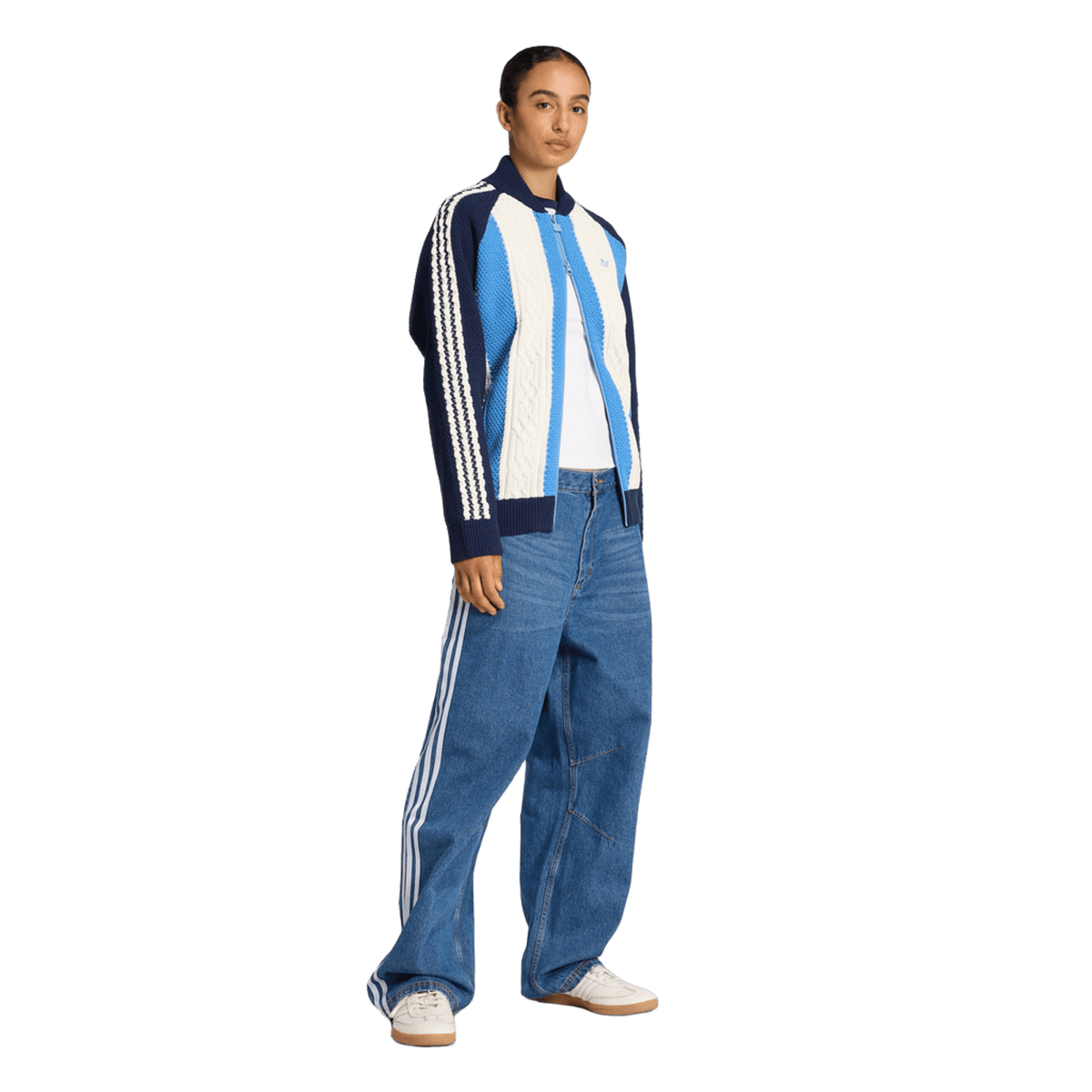 adidas Women's Archive Cutline Knit Track Top Night Indigo/Ash Blue
